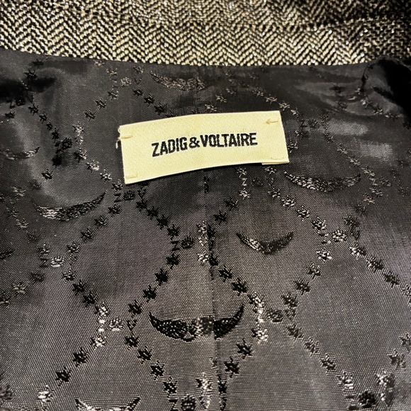 Vow Herringbone Blazer In Silver - Picture 3 of 7